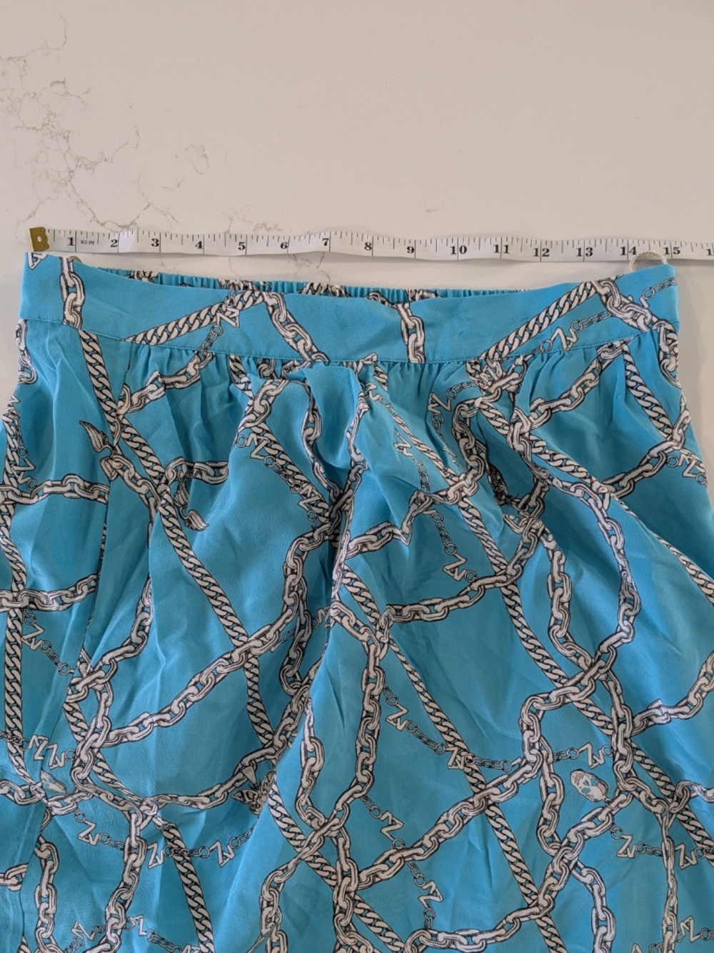 ZADIG & VOLTAIRE Joslin Silk Skirt Teal Chain Print Size L IT 42 NWT Lace Midi - Picture 9 of 11
